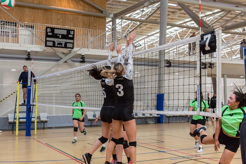 Women's volleyball team competing at Nationals
